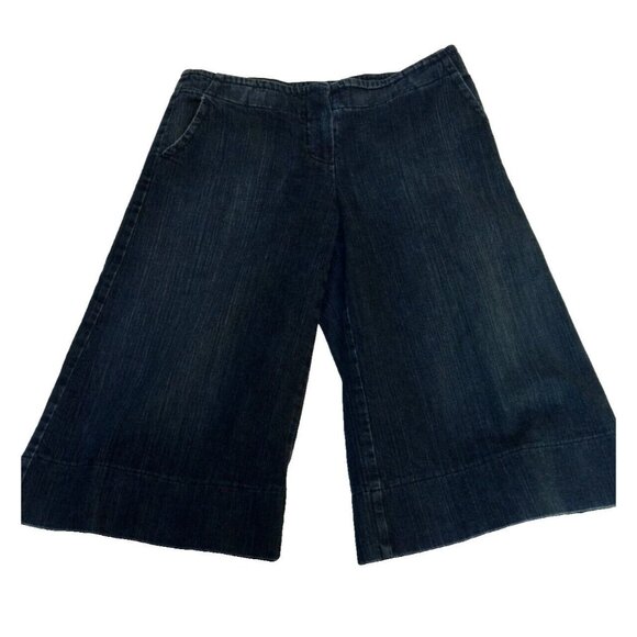 Trina Turk Womens Mid-Rise Bermuda Shorts Sz 6 Denim Blue Stretch Zip Hook Front - Picture 1 of 8